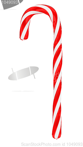 Image of Christmas candy cane isolated on white, vertical