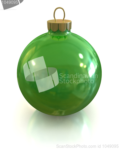 Image of Green christmas glossy ball and shiny isolated