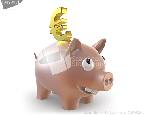 Image of 3d piggy bank with euro symbol 