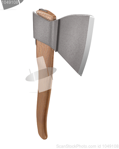 Image of Axe with wooden handle vertical 