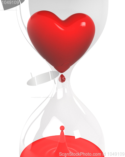 Image of Hourglass with heart and blood closeup 