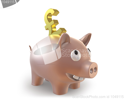 Image of 3d piggy bank with pound symbol 