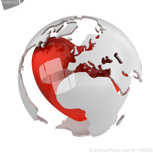 Image of Globe with heart, Europe part 