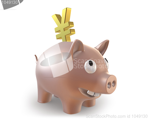 Image of 3d piggy bank with yen symbol