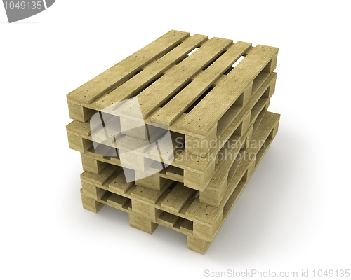 Image of Stack of wooden pallets isolated