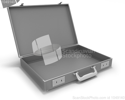 Image of Gray briefcase opened 