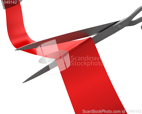 Image of Scissors cut the ribbon closeup