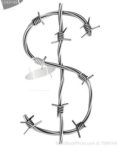 Image of Barbed wire alphabet, dollar symbol