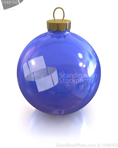 Image of Blue christmas glossy and shiny ball isolated