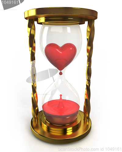 Image of Golden hourglass with heart and blood 