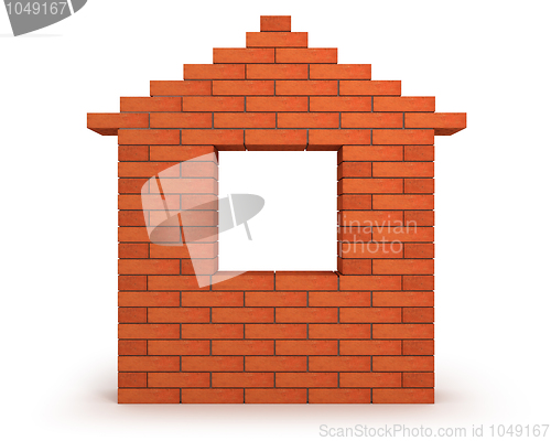 Image of Abstract house made from orange bricks front view
