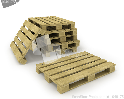 Image of Wooden pallet and stack of pallets isolated on white