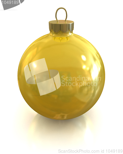 Image of Yellow christmas glossy and shiny ball isolated