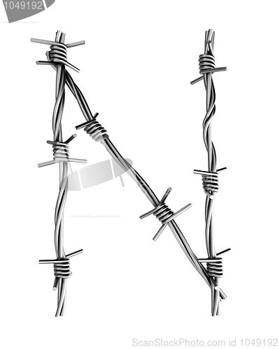 Image of Barbed wire alphabet, N