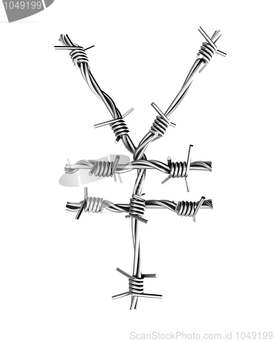 Image of Barbed wire alphabet, yen symbol