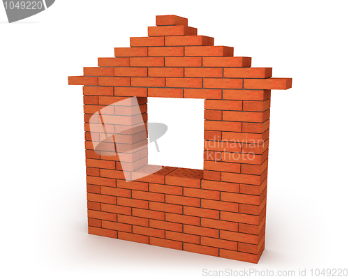 Image of Abstract house made from orange bricks 
