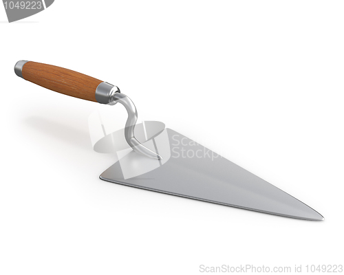 Image of 3D new construction trowel with wooden hand 