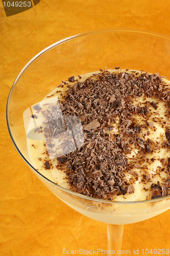 Image of Vanilla custard and chocolate dessert