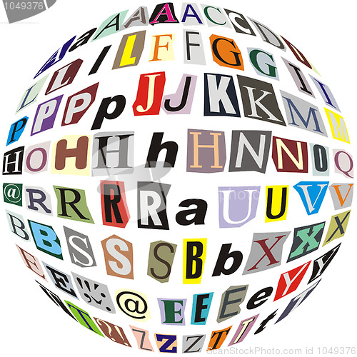 Image of Letters Alphabet affixed to ball
