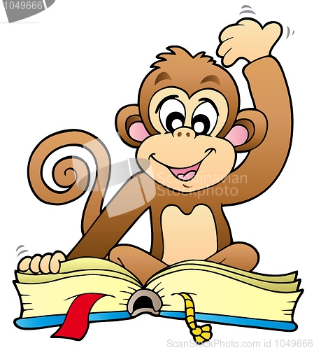 Image of Cute monkey reading book