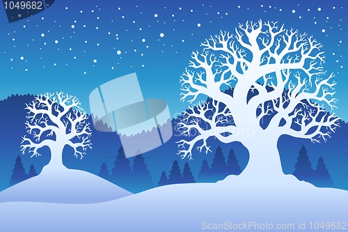 Image of Two winter trees with snow 2