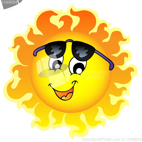 Image of Cute funny Sun with sunglasses