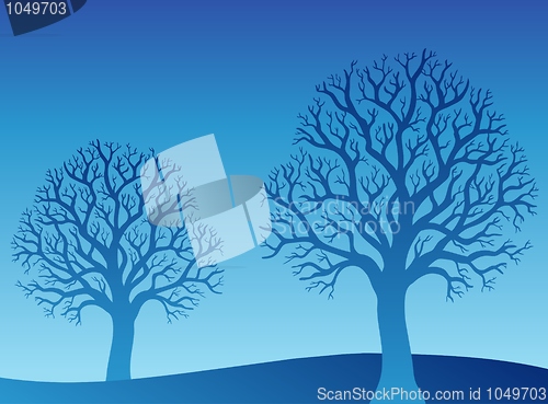 Image of Two blue trees