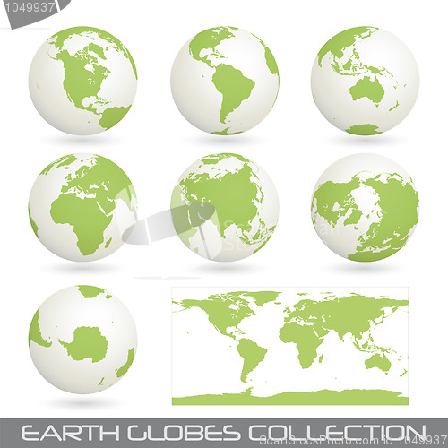 Image of collection of earth glob, white-green 