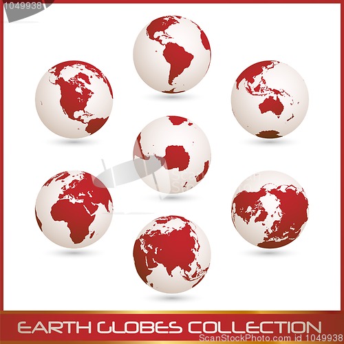 Image of earth globes colection, white - red