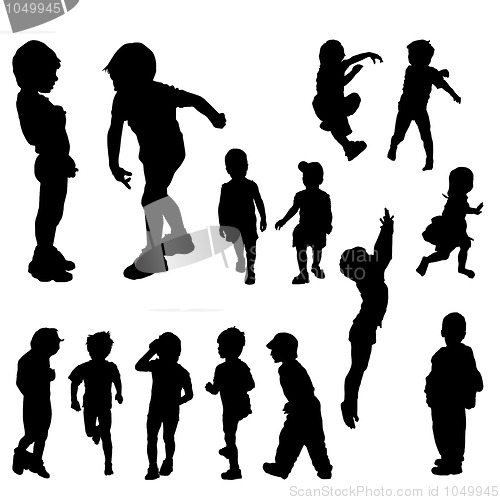 Image of children silhouettes in different positions