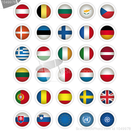 Image of icons Flags of The All Member states of the EU , EU flag. UN and