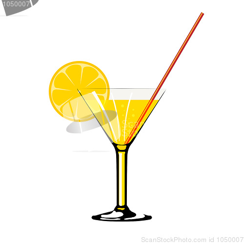 Image of cocktail with lemon isolated on wite