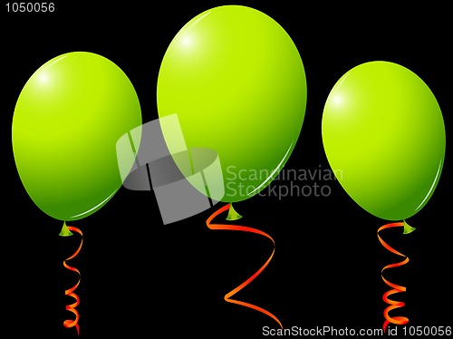 Image of green balloons against black