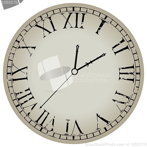 Image of ancient clock against white