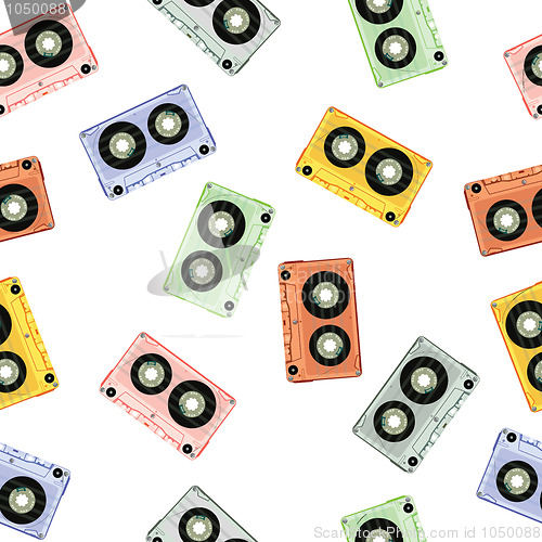 Image of design with retro seamless audio tapes