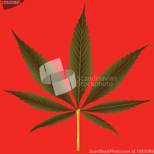 Image of cannabis leaf against orange background