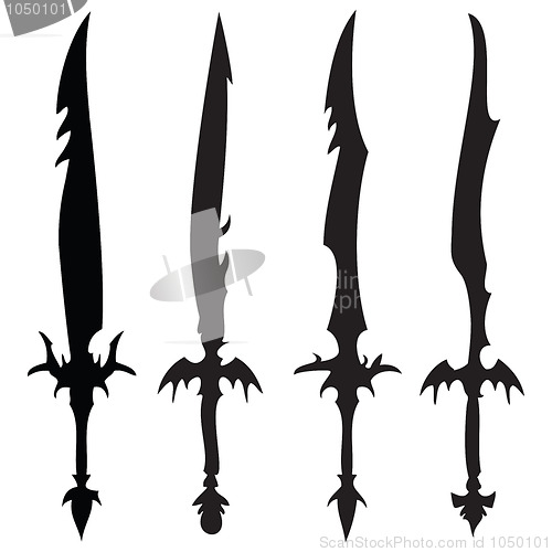 Image of swords silhouettes against white