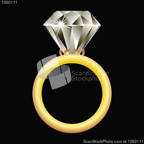 Image of diamond ring against black