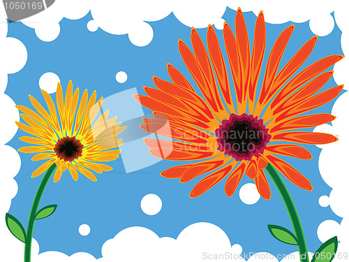 Image of flowers against blue