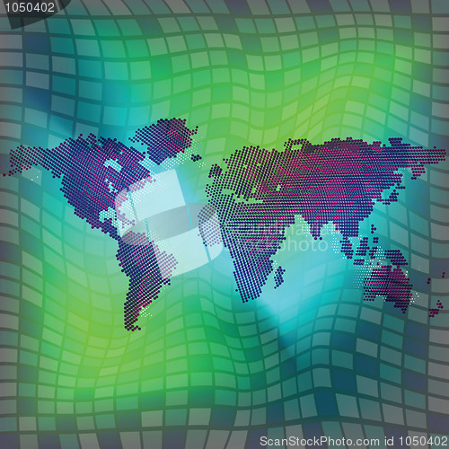 Image of world map over squared background