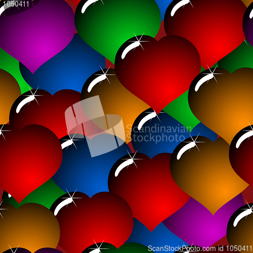 Image of Abstract background with glass multicolor hearts