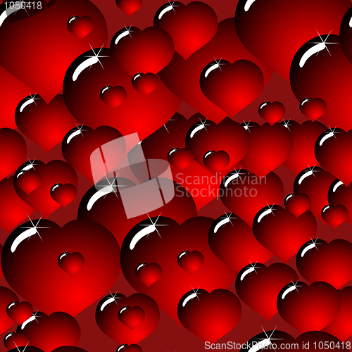 Image of Background with glass dark-red hearts