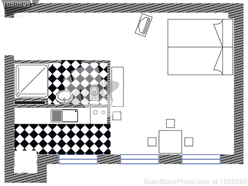 Image of one room vector sketch