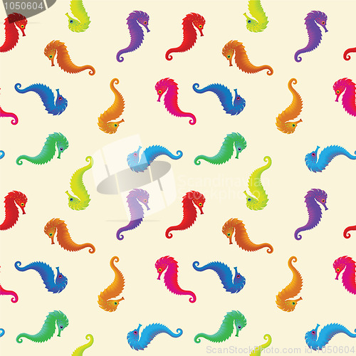 Image of sea horses seamless pattern