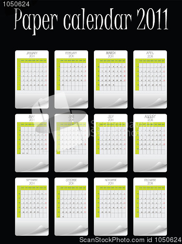 Image of paper vector calendar for 2011