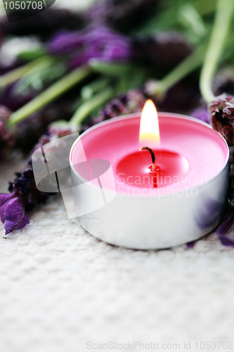 Image of candle with lavender