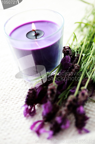 Image of candle with lavender