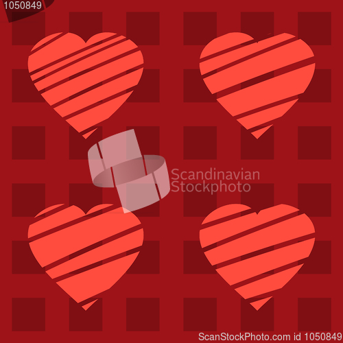 Image of Abstract red background with hearts