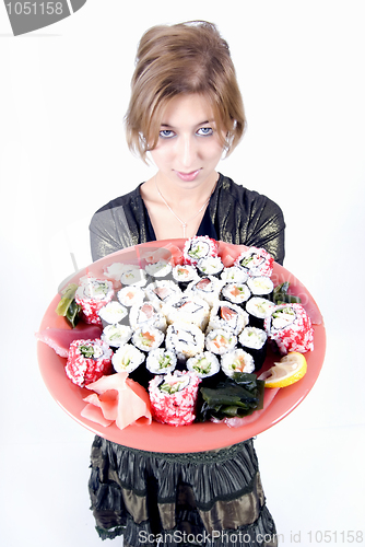 Image of girl with sushi 