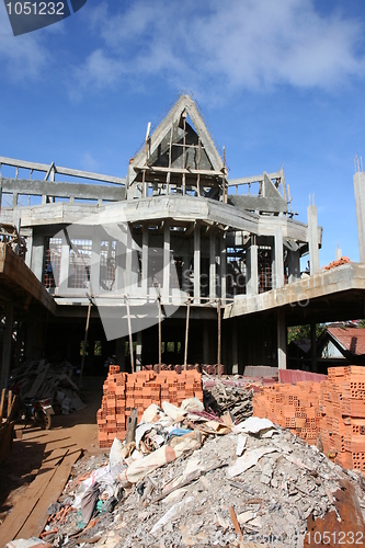 Image of Cambodian house under construction